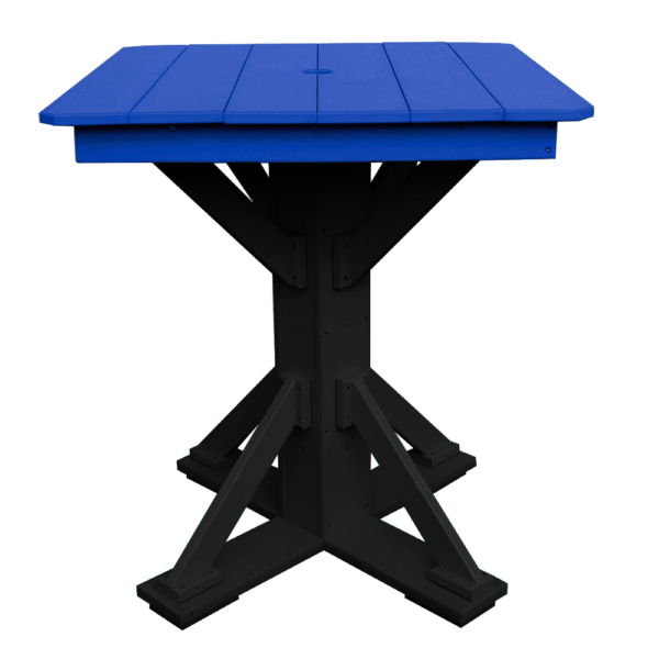 33″ Square Pub Height Table Straight Brace black blue