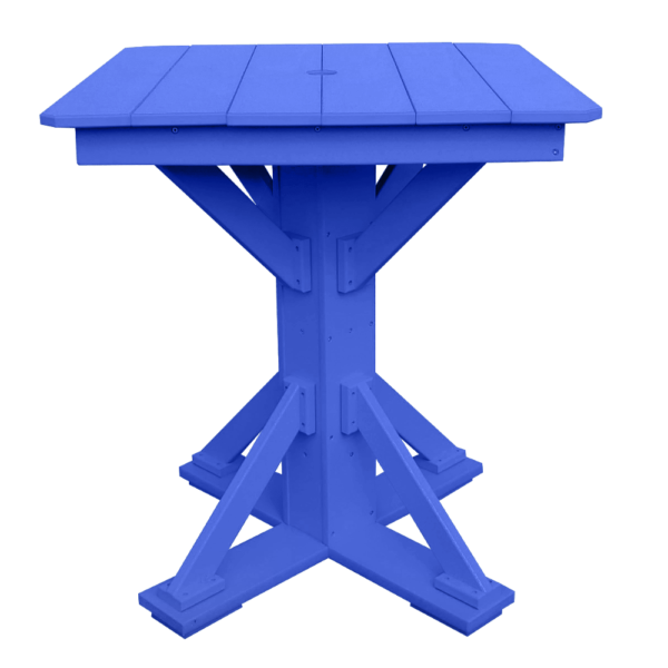 33″ Square Pub Height Table Straight Brace blue