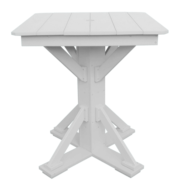 33″ Square Pub Height Table Straight Brace white