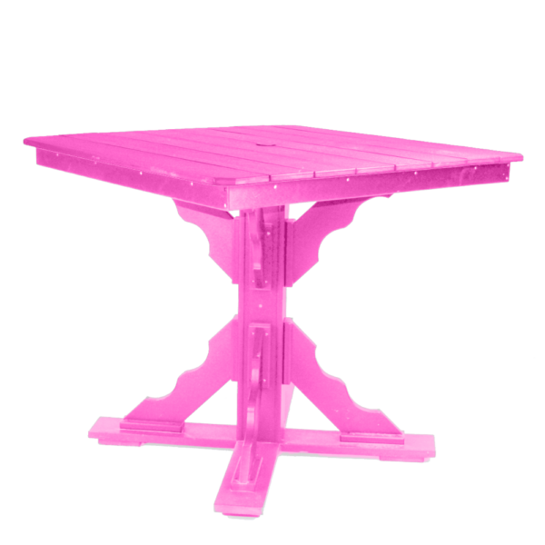 44″ Square Pub Height Table Scallop Brace bubblegum