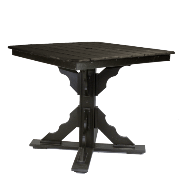 44″ Square Pub Height Table Scallop Brace darkbrown