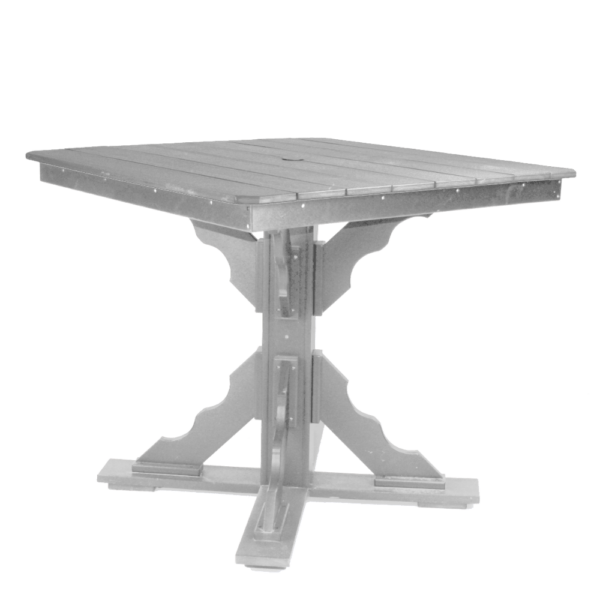 44″ Square Pub Height Table Scallop Brace dovegray