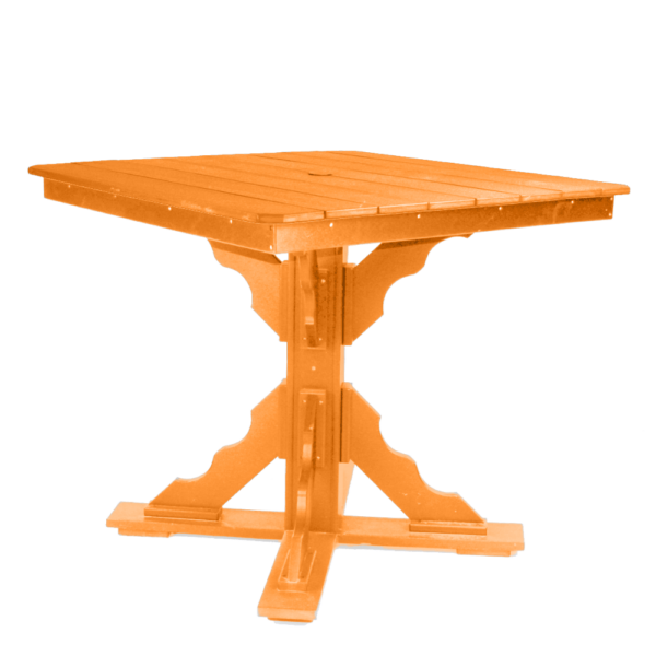 44″ Square Pub Height Table Scallop Brace orange