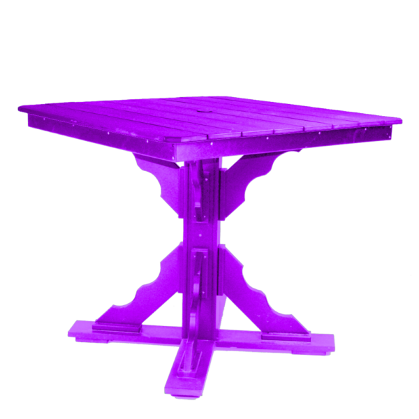 44″ Square Pub Height Table Scallop Brace purple