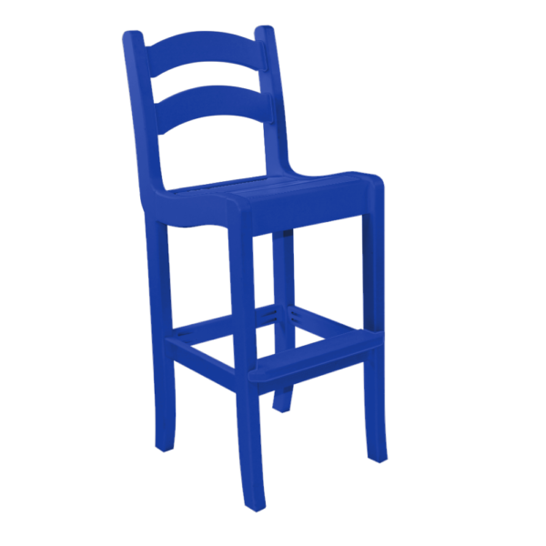 Armless Bar Height Dining Chair Ladder Back blue