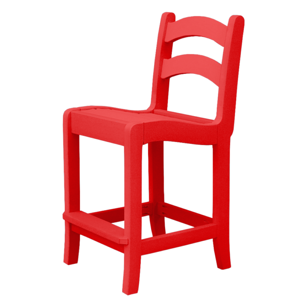 Armless Pub Height Dining Chair Ladder Back brightred