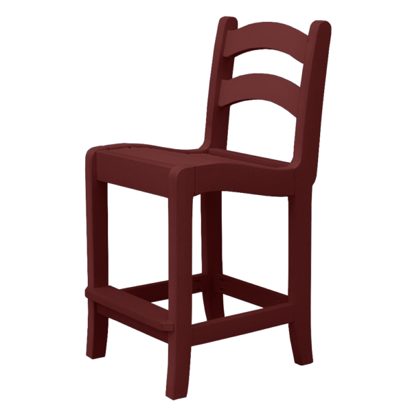 Armless Pub Height Dining Chair Ladder Back burgundy