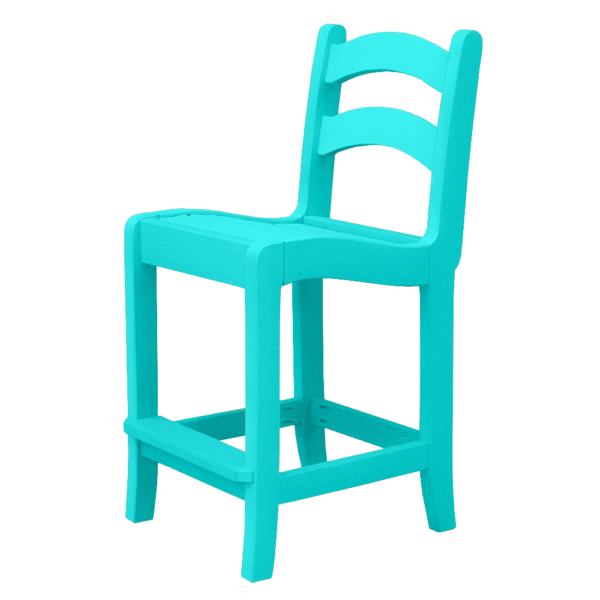 Armless Pub Height Dining Chair Ladder Back teal