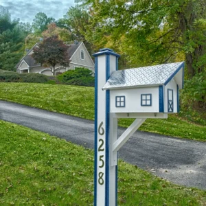 Polydeluxelighthousemailboxdiamondplateroof postsleevewhite arubablue1 1920w 1 scaled