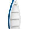 bookshelf rowboat small bright blue white